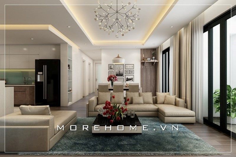 Bàn trà mặt đá màu đen góp phần tạo nên sự sang trọng và tinh tế cho không gian sống của gia đình.